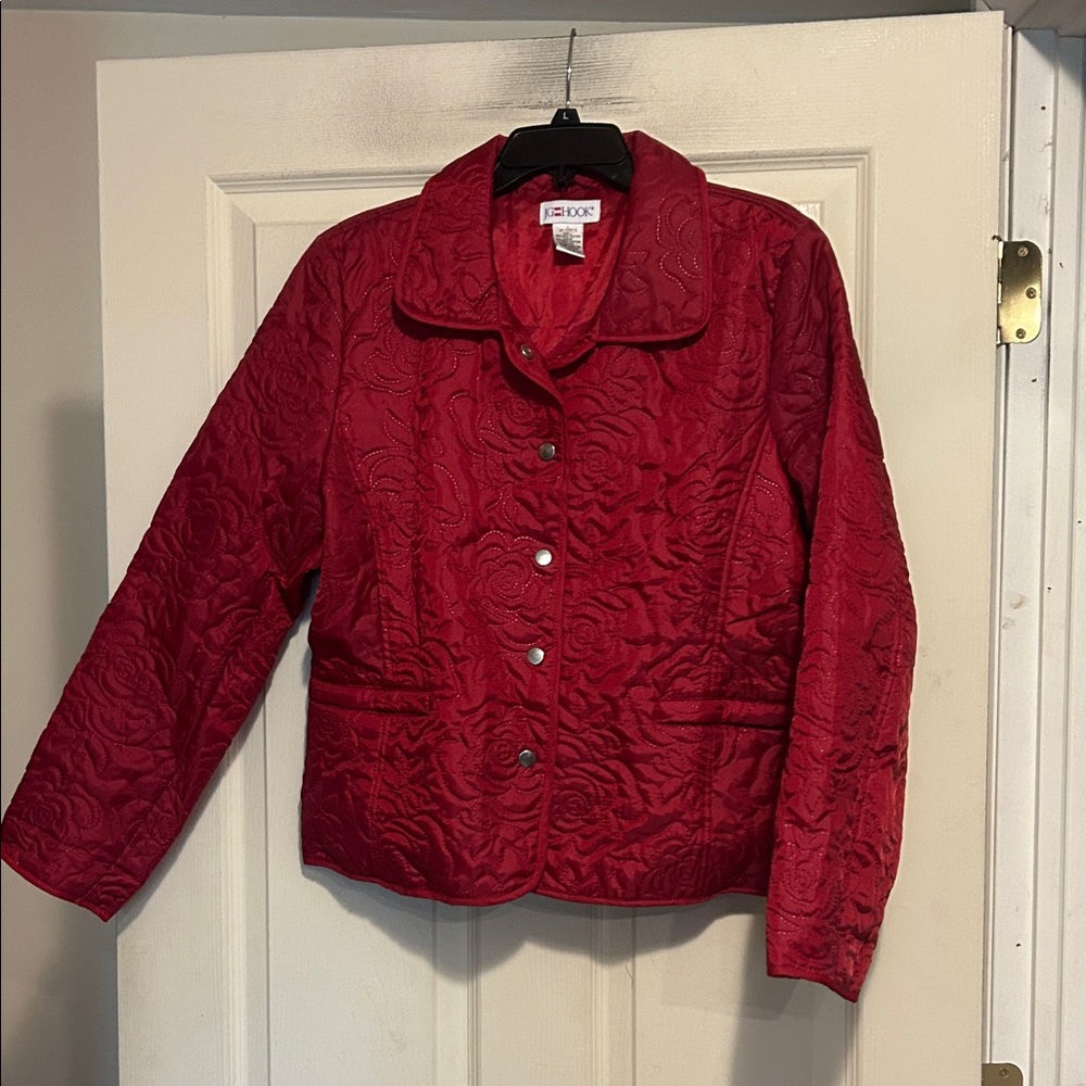 JG Hook Red Quilted Jacket Size Large